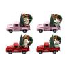 Рождественский грузовик Декор Металлический пикап с бантом, колокольчиками, рождественским венком, Сантой, елочными украшениями для офиса, домашнего декора