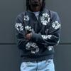 Европейский и американский осенне-зимний цветочный принт свободный уличный хип-хоп мужской и женский свитер с капюшоном