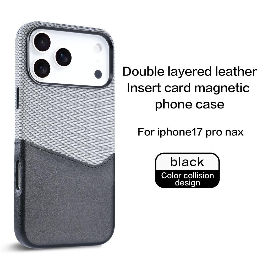 Чехол-книжка из ткани и искусственной кожи для iPhone 17 Pro Max 17 Air 17, контрастный цвет, с отделениями для карт, магнитный, Magsafe, чехол-кошелек для карт