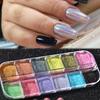 Holographic Powder Set Holo Silver Rub Dust Black Pink Chrome Nail Glitter Powder Laser Pigment For Nail DIY Manicure