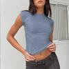 Женские летние наряды с открытой спиной, уличная одежда, облегающие футболки с круглым вырезом и короткими рукавами, дышащий укороченный топ, два способа ношения XS-L