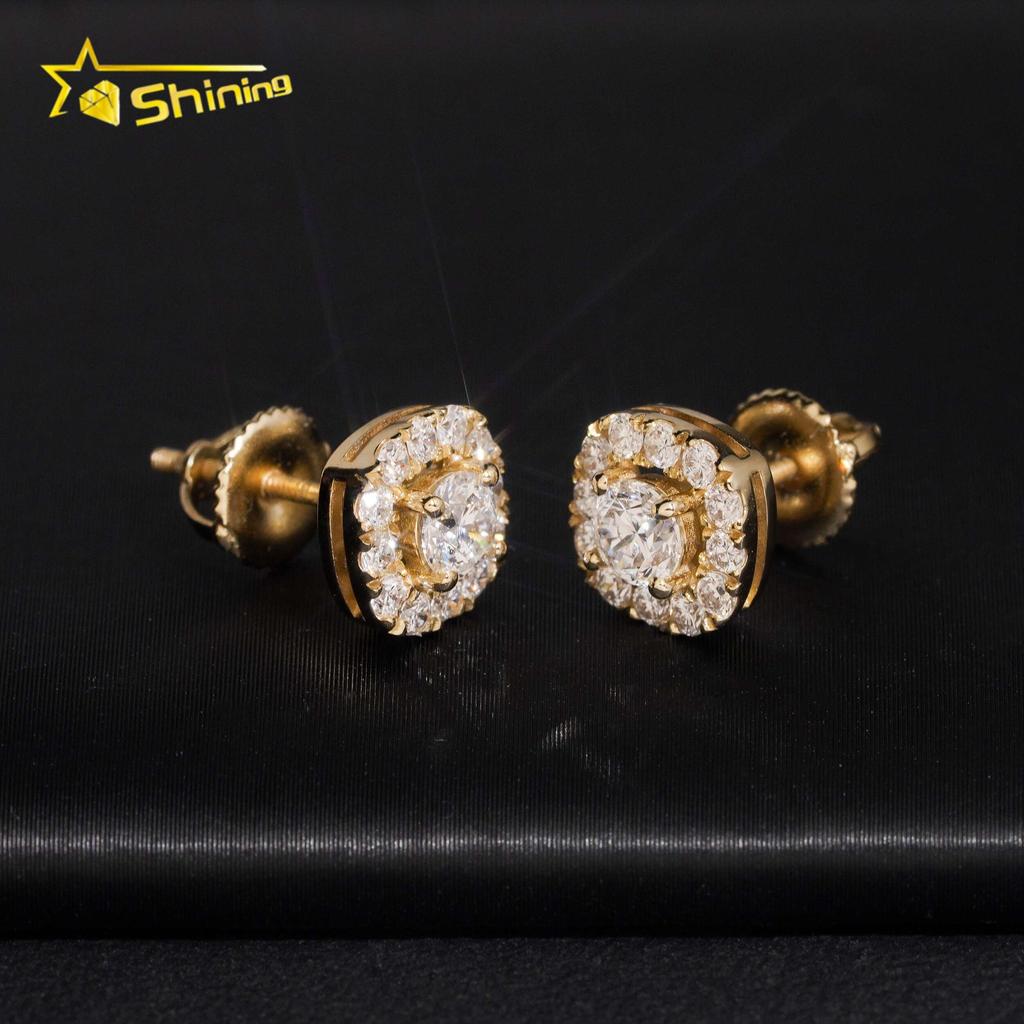 IGI Certificate Classic Style Men Jewelry 925 Sterling Silver 8mm Square Halo Lab Grown Diamond Lab Diamond Stud Earrings