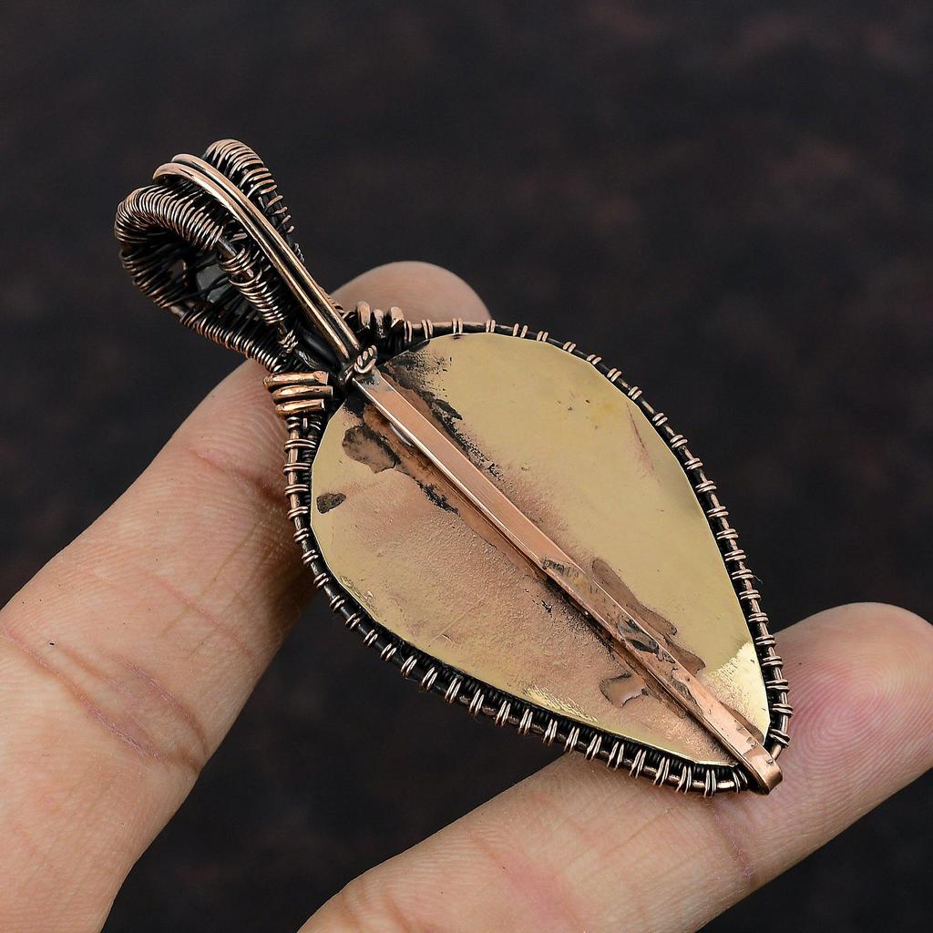 Зеленый резной кулон с лицом из кости, медная проволока, обернутые ювелирные изделия, кулон ручной работы, радужный лунный камень, ювелирный подарок для женщин, медный кулон с драгоценным камнем