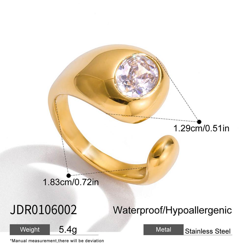 Youthway Classic Horse Eye Shape Zircon Rings For Women  Gold Plated Stainless Steel Rings Fashion Jewelry Christmas Gift