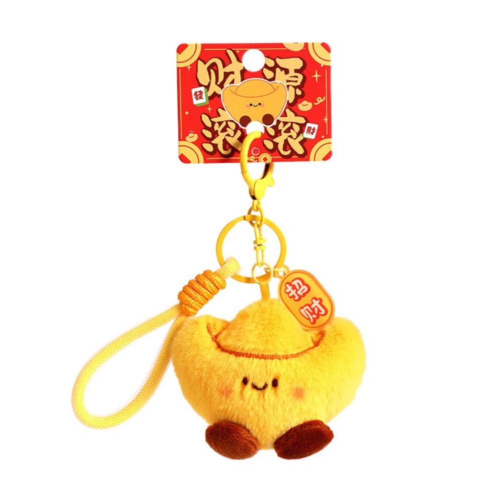 Chinese Style New Year Keyring Blessing Doll Pendant Creative Plush Ingot Keychain Toys