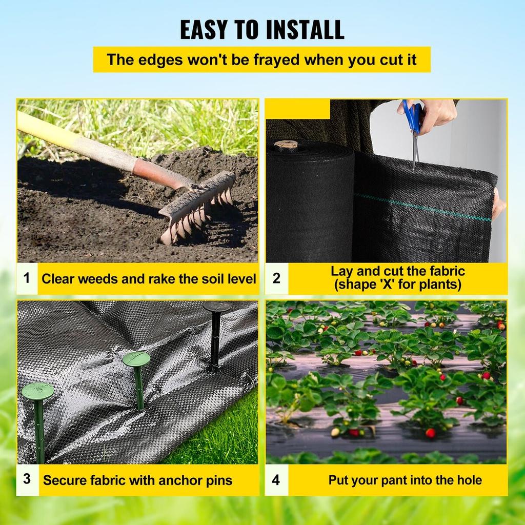 Garden Weed Barrier Fabric, 5.8 OZ Heavy Duty Landscape Fabric, 4ft x 100ft Weed Block Control for Garden Ground Cover, Woven Geotextile Fabric for