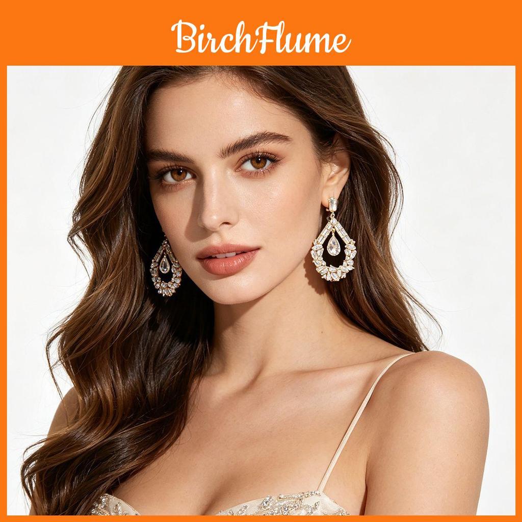 Elegant Alloy Water Drop Earrings With Glittering Crystals For Women Fashion Jewelry