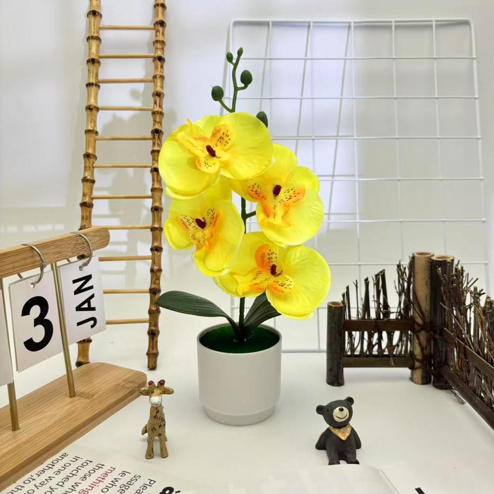 Butterfly Orchid Faux Potted Plant With Silk Cloth Material For Home Decor And Outdoor Photography