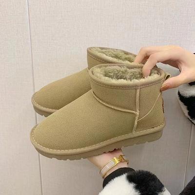 Женские зимние бархатные утолщенные сапоги 2025 новая рукавная теплая обувь-хлебцы на плоской подошве, нескользящая, легкая хлопковая обувь
