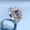 Fashion 18K White Gold Emerald Cut 7*9MM Sapphire Faceted Gemstone Ring Anniversary Gift 925 Sterling Silver Jewelry