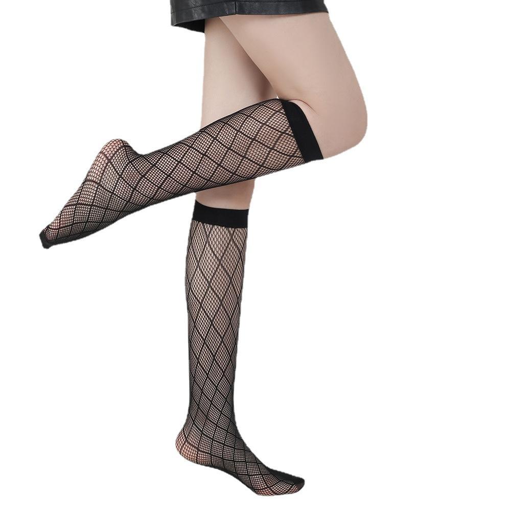 Trendy mid-calf socks for women, anti-snagging diamond-patterned slimming socks jk Summer thin socks5012
