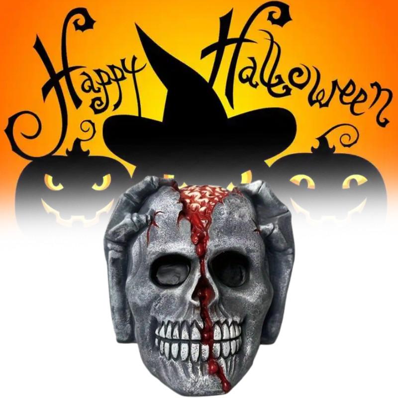Halloween Skull Decor Figurine With Latex Material For Festive Atmosphere