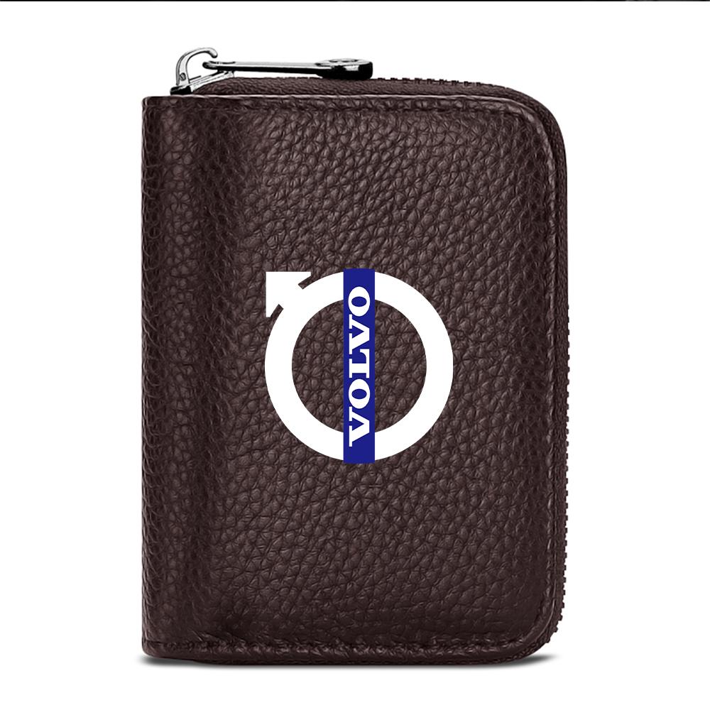 PU Leather Short Wallet With Zipper Coin Pocket Vintage Big Capacity Short Money Purse Card For Volvo XC90 XC60 C30 S60 C70 XC40