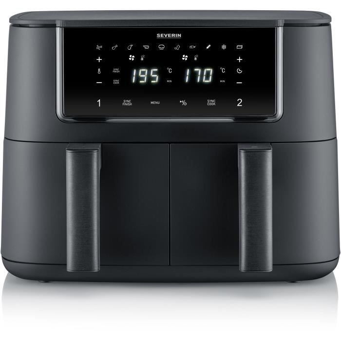 Friteuse sans huile SEVERIN - Airfryer FR2463 - Capacité 8L - Double cuve - 10 programmes - 2600W