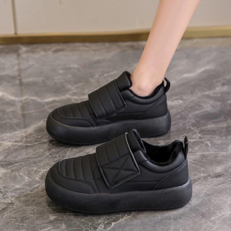 Модная женская плюшевая обувь для ходьбы из искусственного меха, черная, легкая, водонепроницаемая, зимняя, теплая, домашняя, уличная, удобная, зимние ботинки, фитнес-балетки, кроссовки