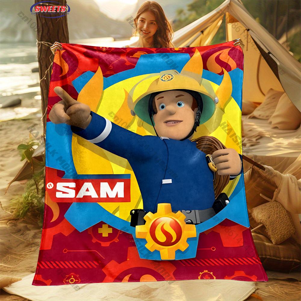 Cartoon Animation Theme Blanket Fireman S-Sam Print Blanket Home Travel Blanket Sofa Bedding Cover Blankets Gift for Boys Girls