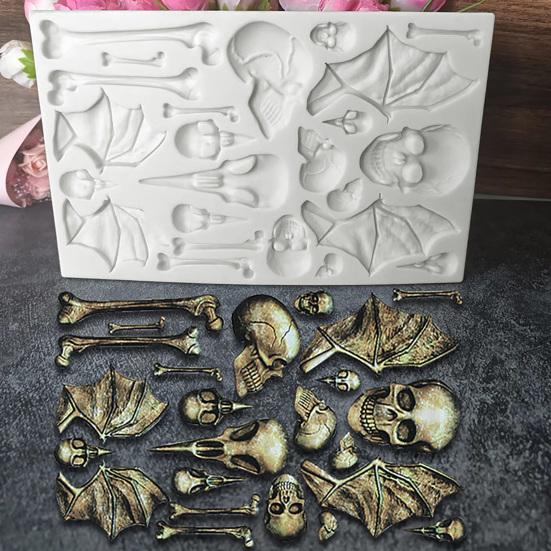 Силиконовая форма для Хэллоуина, быстросъемная антипригарная форма для пищевых продуктов, кекс, украшение для торта, форма летучей мыши, черепа, кости, шоколадная форма для пекарни