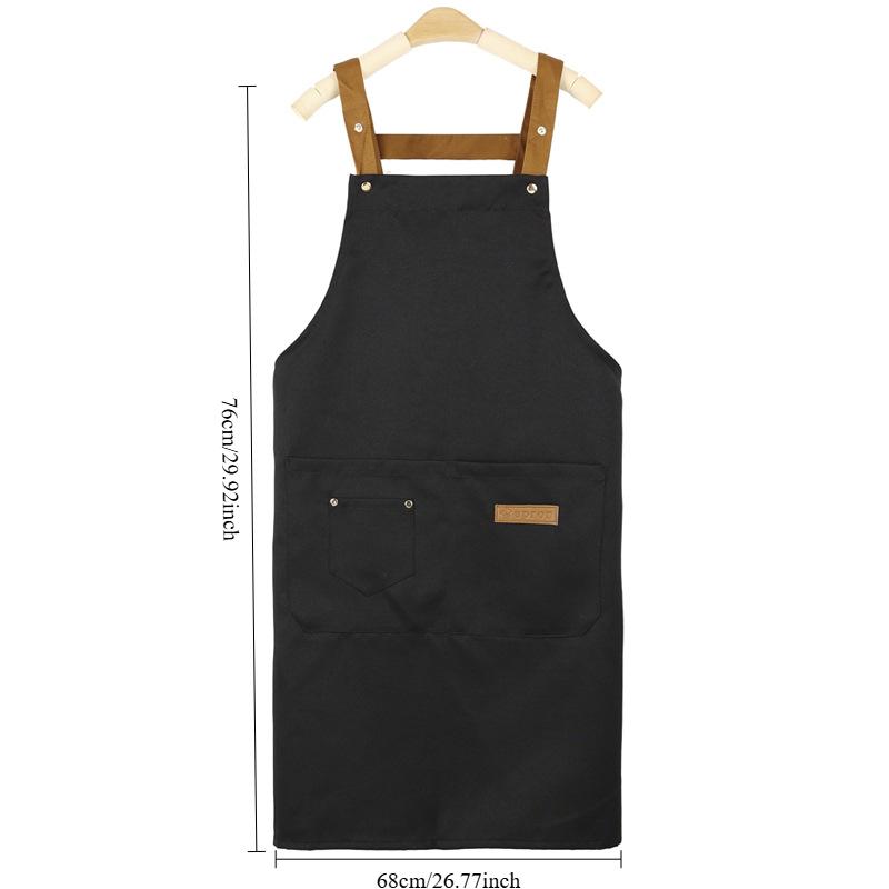 Waterproof and Oil Resistant Solid Color Kitchen Apron Durable with Pockets Suitable for Men and Women Adjustable Work Apron