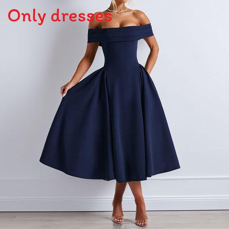 Elegant Off Shoulder A Line Dress With High Waist For Casual And Daily Wear