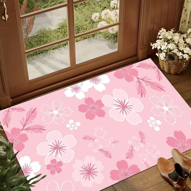 Floral Romantic Area Rug Japanese Cherry Blossom Decorative Carpet for Home Decor Non-Slip Washable Floor Mat Nordic Minimalist