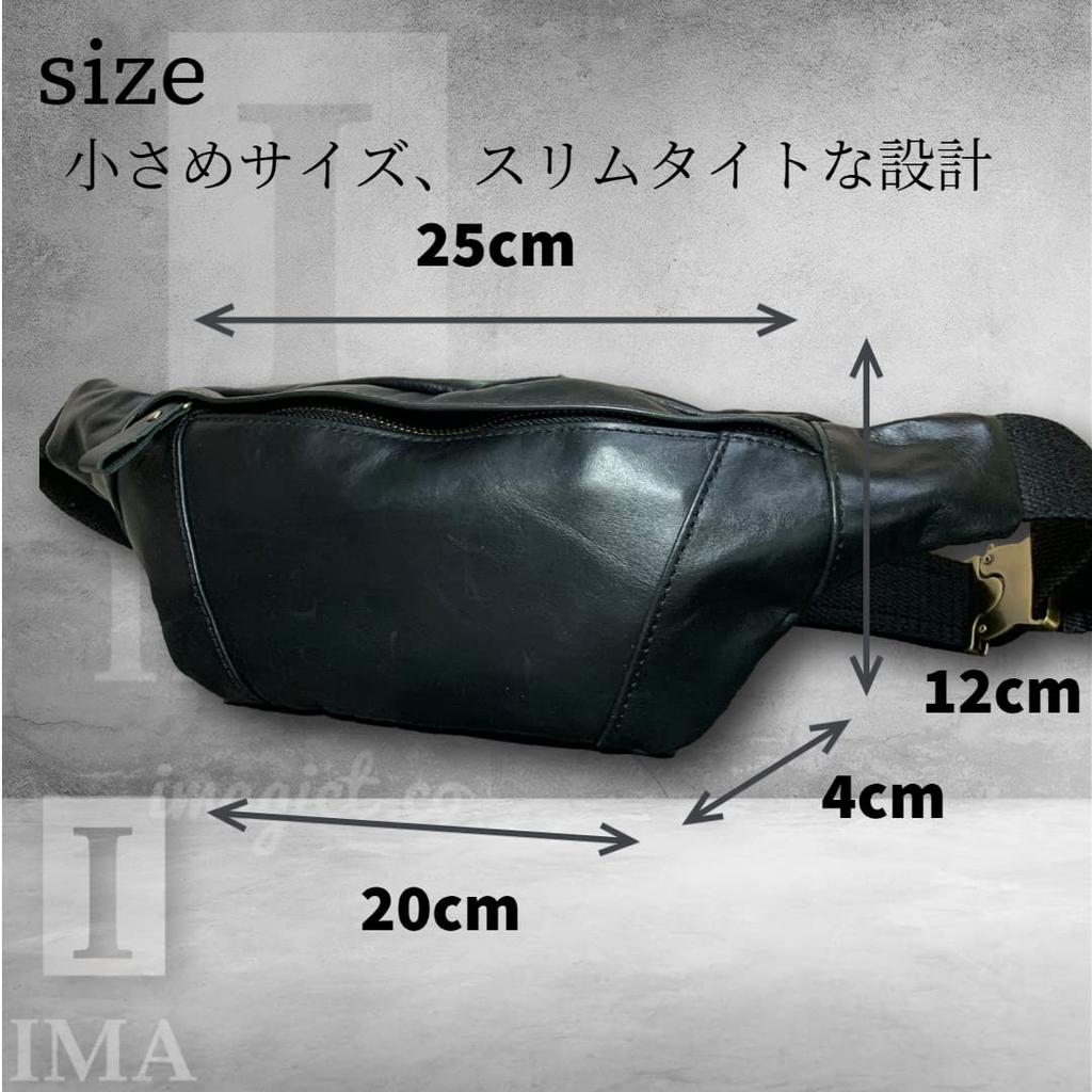 IMA Sparra Genuine Leather Body Small Waist Pouch for Men Bag, One-Shoulder Bag, (Black)