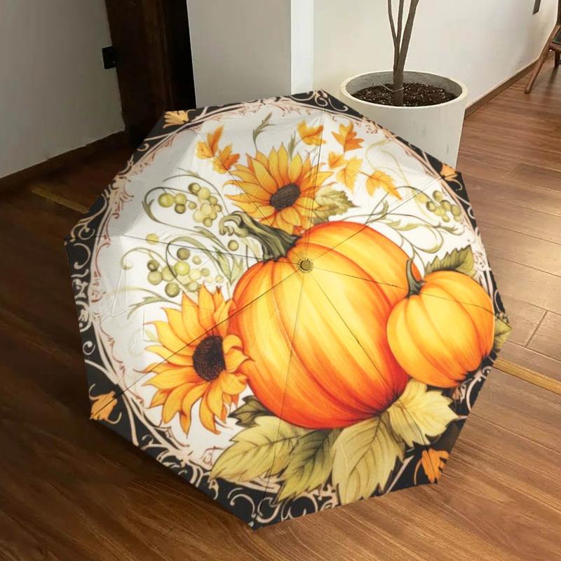 1pc Pumpkin Decorative Automatic Folding Umbrella - Compact 8-Rib Design,Perfect Gift for Friends & Family yy250926089