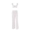 Spring and summer new sweet floral printing suspender trousers two-piece set European and American knitted pit strip women's pajamas loungewear