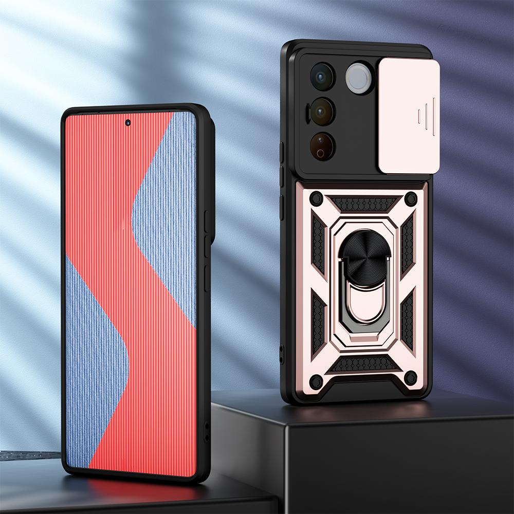 KEYSION Противоударный защитный чехол для VIVO V27 5G V27e V25e, защитное кольцо для объектива камеры, чехол-подставка для телефона для VIVO Y36 5G Y35