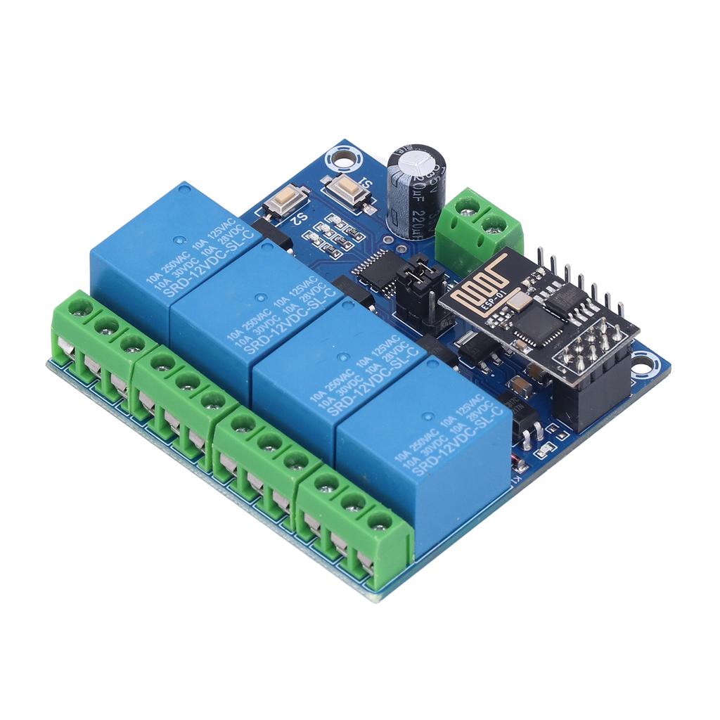 Модуль реле WiFi 4 канала Переключатель с дистанционным управлением через приложение для телефона для системы умного дома ESP826612V