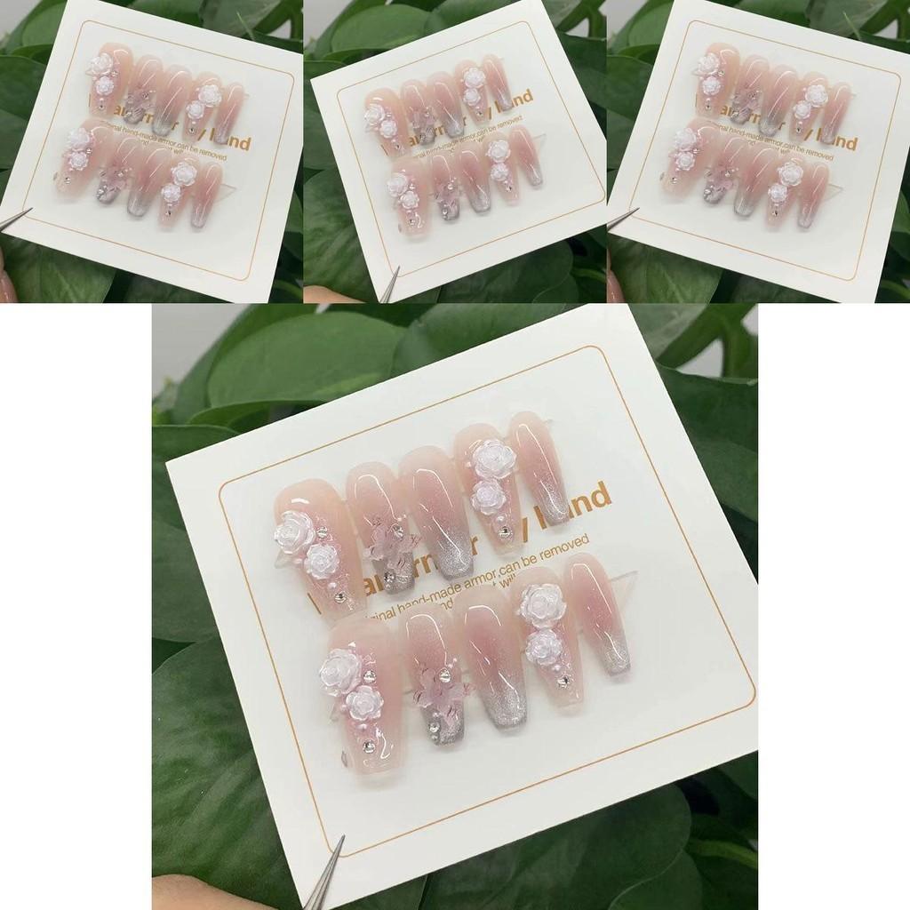 Ручная работа Розовый Камелия Румяна Бабочка Набор для Маникюра и Дизайна Ногтей Xs/s/m/l