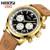 NIBOSI Мужские часы из твердой стали с левыми 3 глазами, 6 иглами, многофункциональные кварцевые часы, светящиеся, водонепроницаемые