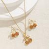 Light Luxury Rhinestone Cherry Jewelry Suit Exquisite Cherry Necklace Set  Party