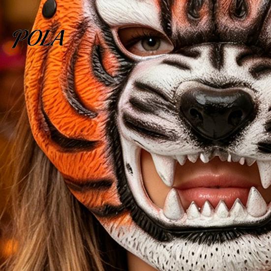 Легкий костюмный головной убор Хэллоуин Маска Тигра, Реалистичная маска на все лицо животного, Износостойкая маска для косплея на маскарадную вечеринку, Сцену