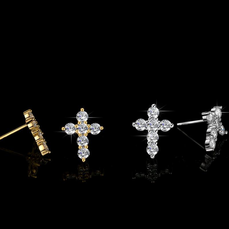 Bague Ringen S925 Серебряные серьги-гвоздики Mosan с бриллиантами Женские изысканные серьги с геометрическим крестом