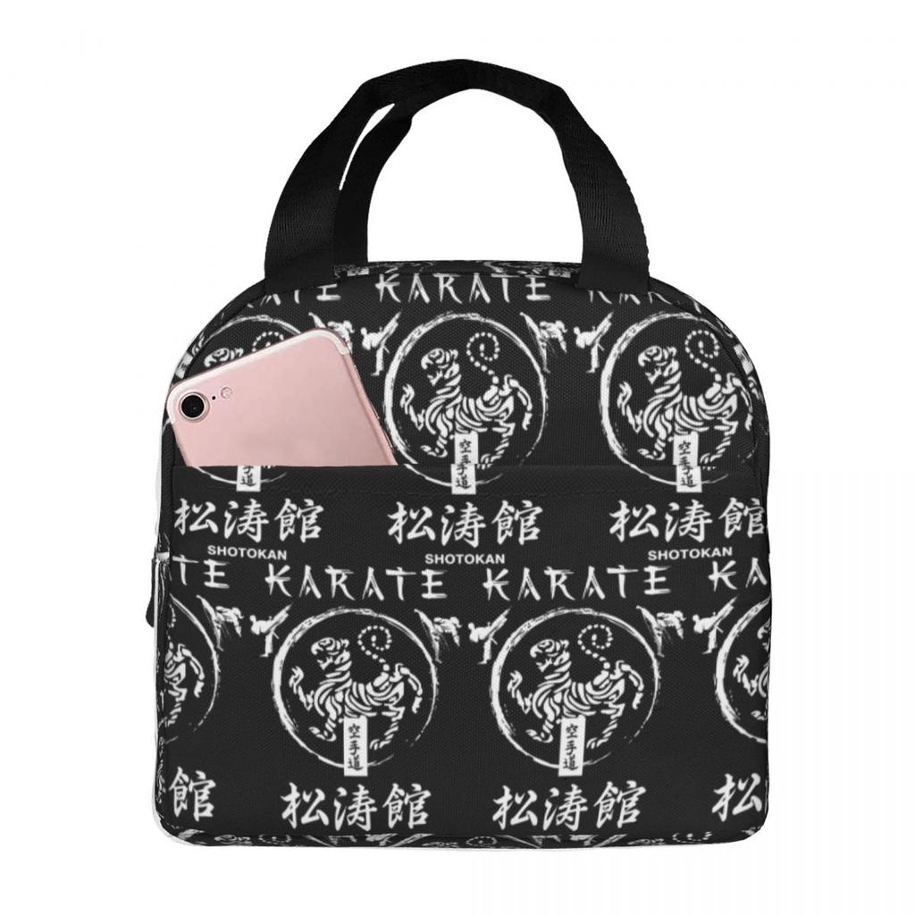 Shotokan Karate Symbol And Kanji White Text Insulated Lunch Bag for Women Office Cooler Thermal Food Box Tote Lunch Boxes
