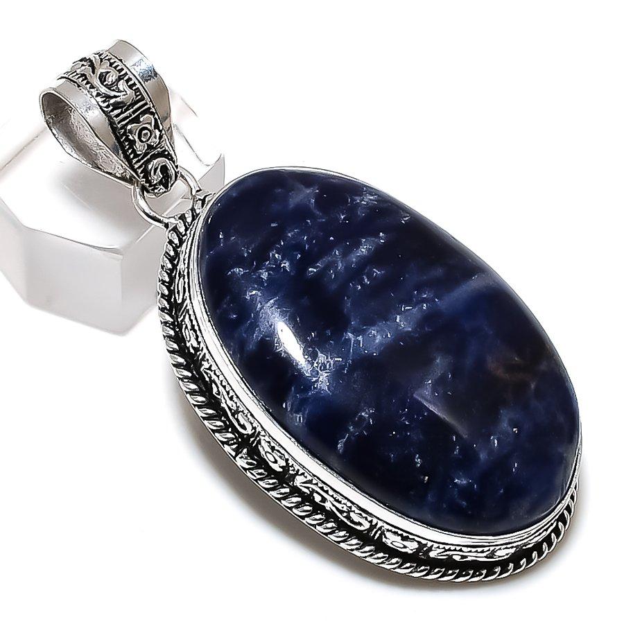 Sodalite Gemstone Handmade 925 Sterling Silver Gift Jewelry Pendant 2.29" Y7g07