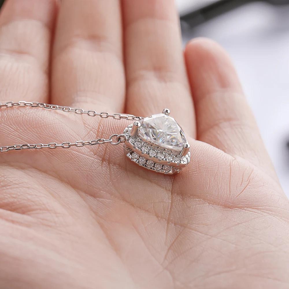 Serenity Heart Cut Color Moissanite Necklace Women Sterling Silver Plated 18K Pendant Necklace