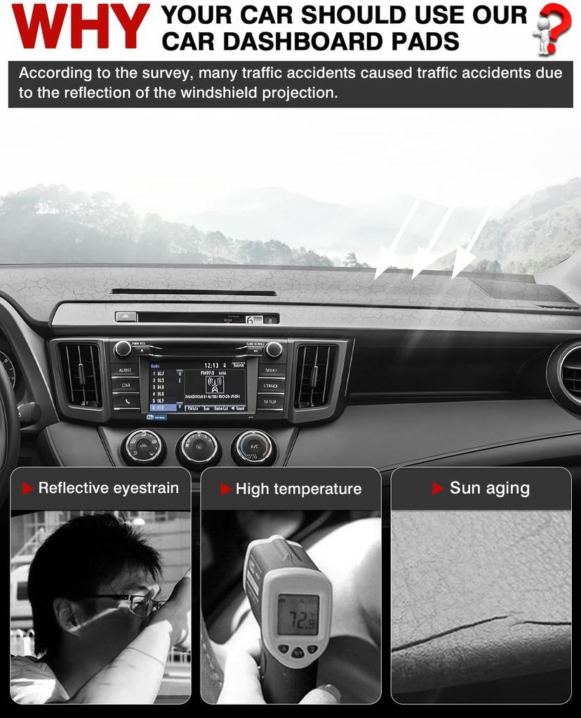 Индивидуальная посадка для коврика на панель приборов Toyota RAV4 2013-2018 Аксессуары Защитная накладка на панель приборов из замши Нескользящий коврик-защита для панели приборов Защита от солнца