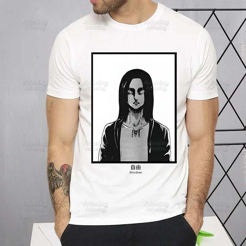 Футболка Shingeki No Kyojin Мужская Короткий Рукав Футболка Attack On Titan Homme Манга Унисекс Микаса Эрен Йегер Свобода Футболка Футболки
