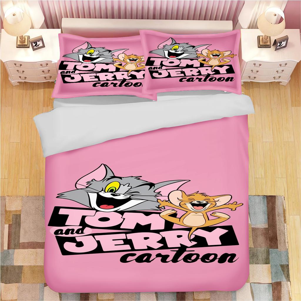 Том и Джерри Аниме Домашняя Спальня Плед Нордический полиэстер Подходит для детей и взрослых Комплект из 3 предметов