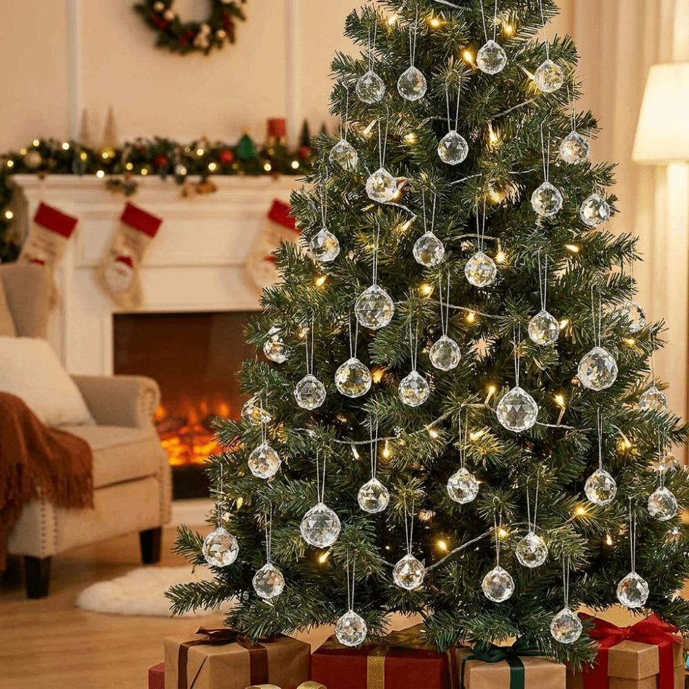 30PCS Transparent Christmas Tree Hanging Pendant Hanging Crystal Ornament Holiday Festival Party
