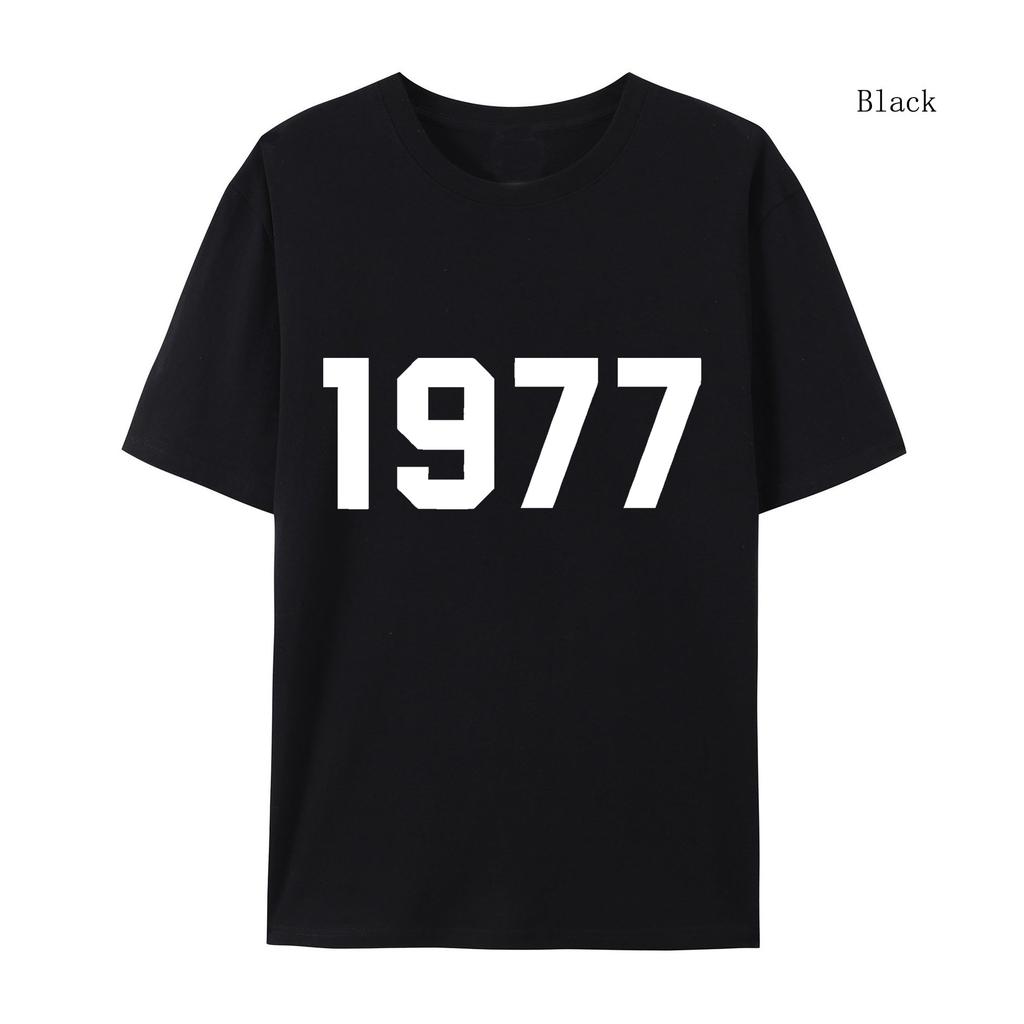 1977 Cotton T-shirt Men and Women Fashion Brand High Street Loose Fleece Cotton T-shirt Autumn Winter Warm Cotton T-shirt