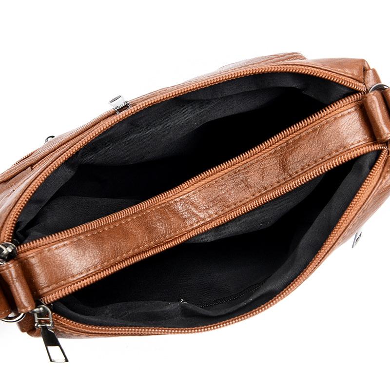 Middle-aged and Elderly Women's Bag Soft Leather One-shoulder Crossbody Bag Middle-aged Casual Women's Backpack New Multi-layer Women