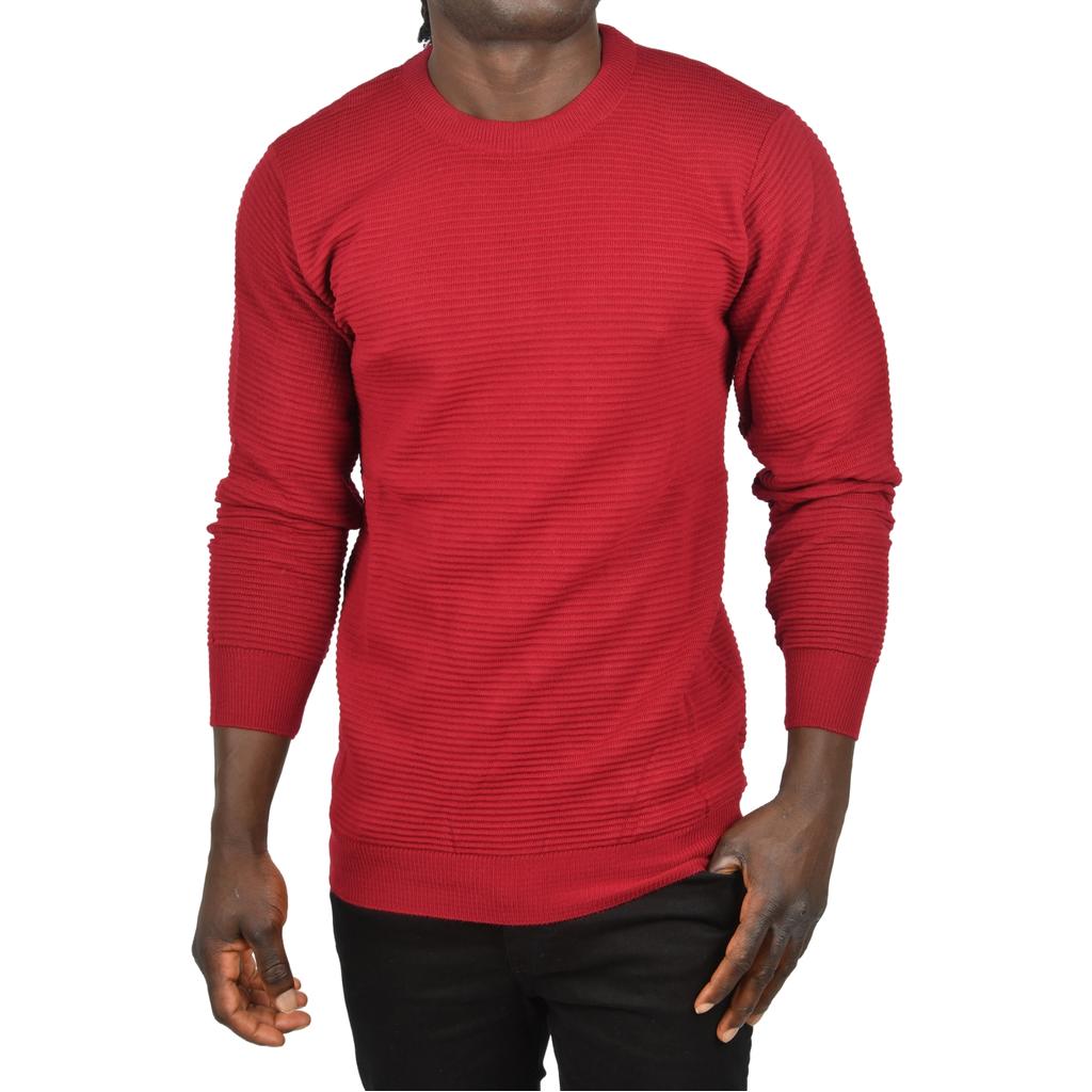 DeepSEA Striped Patterned Crew Neck Slim Cut Knit Sweater 2505492