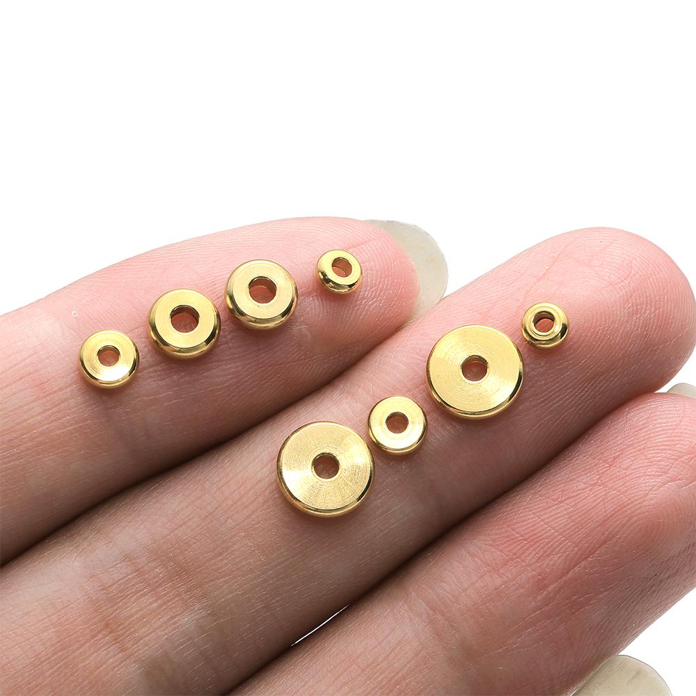 20/50Pcs 4mm 5mm 6mm 8mm Stainless Steel Round Flat Spacer Beads Loose Beads for DIY Bracelet Necklaces Jewelry Making Supplies