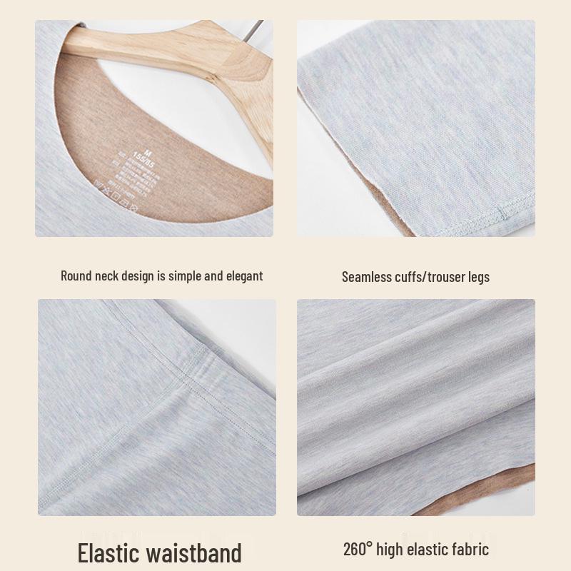 Женский термокомплект из кашемировой смеси с теплогенерирующим эффектом, с круглым вырезом: Антистатичное, Приятное к коже, Осенне-зимнее нижнее белье