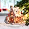 Christmas Acrylic Desktop Ornament Flat Snowy Cabin Ornament with Base Christmas Village