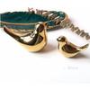 Ceramic Golden Blessing Birds Figurine for Home Decor | Living Room, Bedroom, Office Desk, Cabinets - (Pack of 2, Golden)