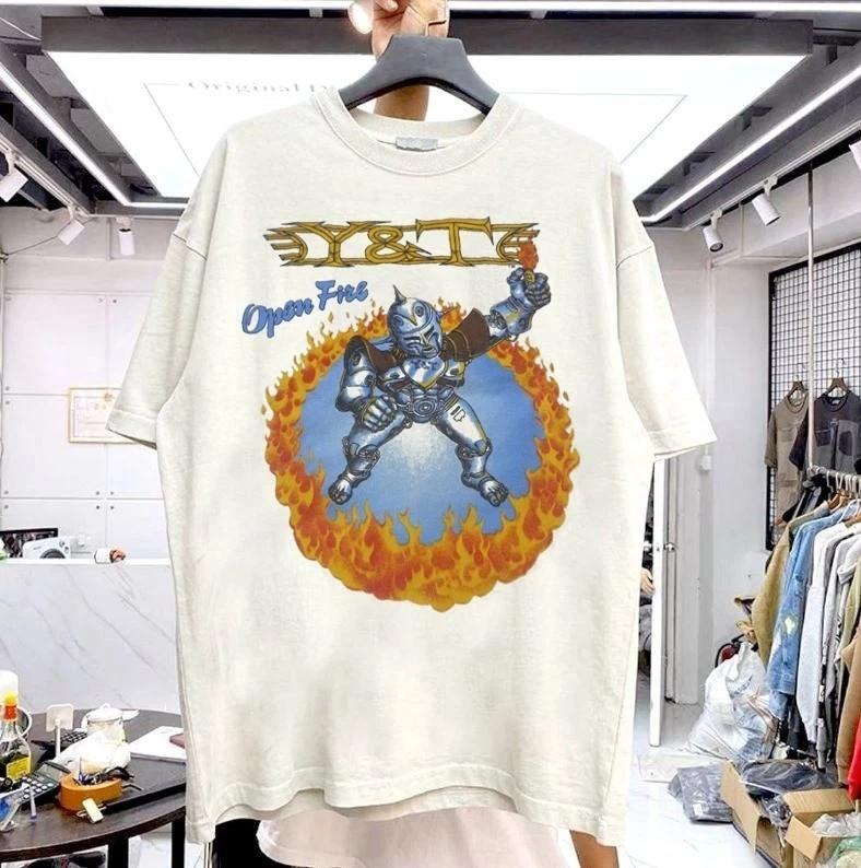 Y&T Open Fire 90s Reprint Short Sleeve T shirt White Tee Men Women S-5XL