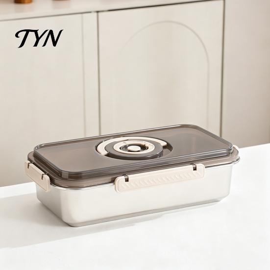 Large Capacity Food Container Airtight Stainless Steel Bread Storage Box, Clear Lid And Date Recording Meal Prep Knob Keeper, for